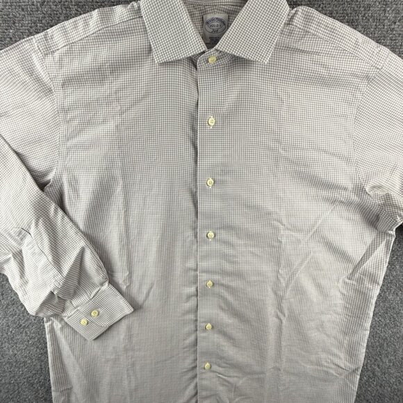 Brooks Brothers Gray 15.5 2/3 Non-Iron Check Cotton Button Up Shirt Men Adult - Picture 2 of 15